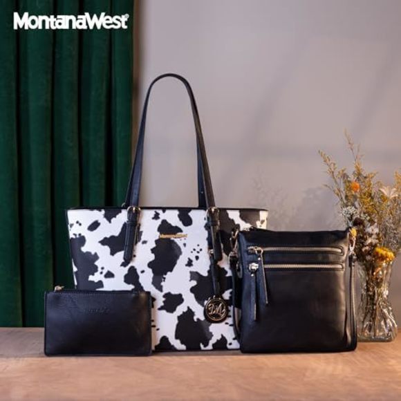 3-Piece Cow Print Bag Collection - Picture 2 of 7